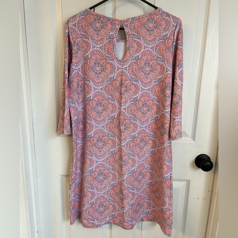 Tori Richard Womens Charmed Life Genevie Dress Coral Medium Tradewind Technology - Picture 2 of 9